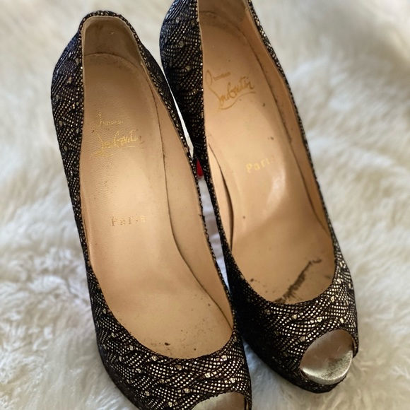 Black/Silver Fetish Peep 130 Glitter Peep toe Pump